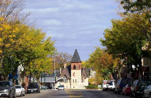 View of Main Street in the historic downtown district of Antioch, Illinois.
